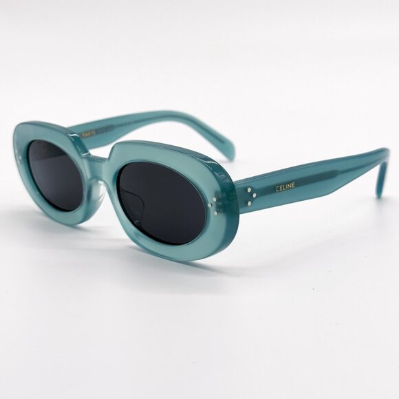 NEW CELINE CL40276U 93N OVAL SHINY LIGHT GREEN BLUE WOMEN SUNGLASSES CELINE - Picture 1 of 10